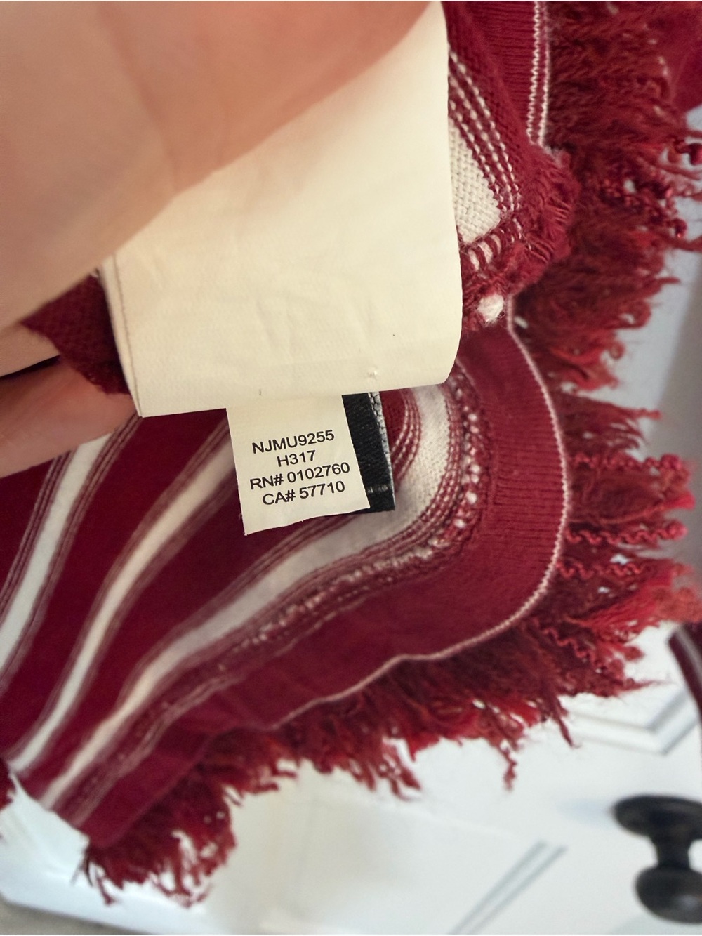 kate spade Burgundy & White Striped Long-Sleeve Top with Fringe - Picture 5 of 7